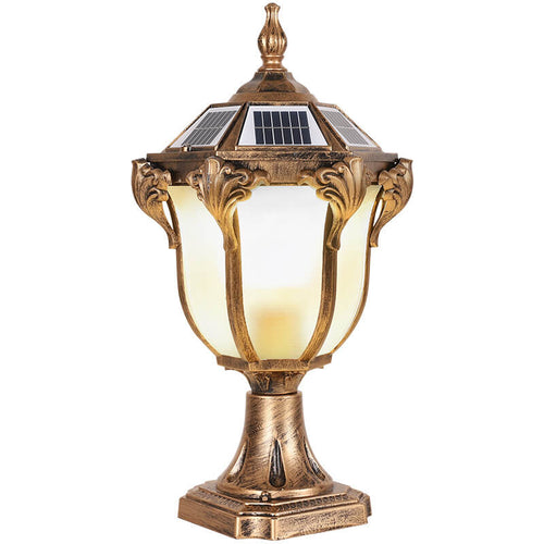 European Retro Die-Cast Aluminum Glass Solar Waterproof Outdoor Garden Landscape Column Light | Bowlift