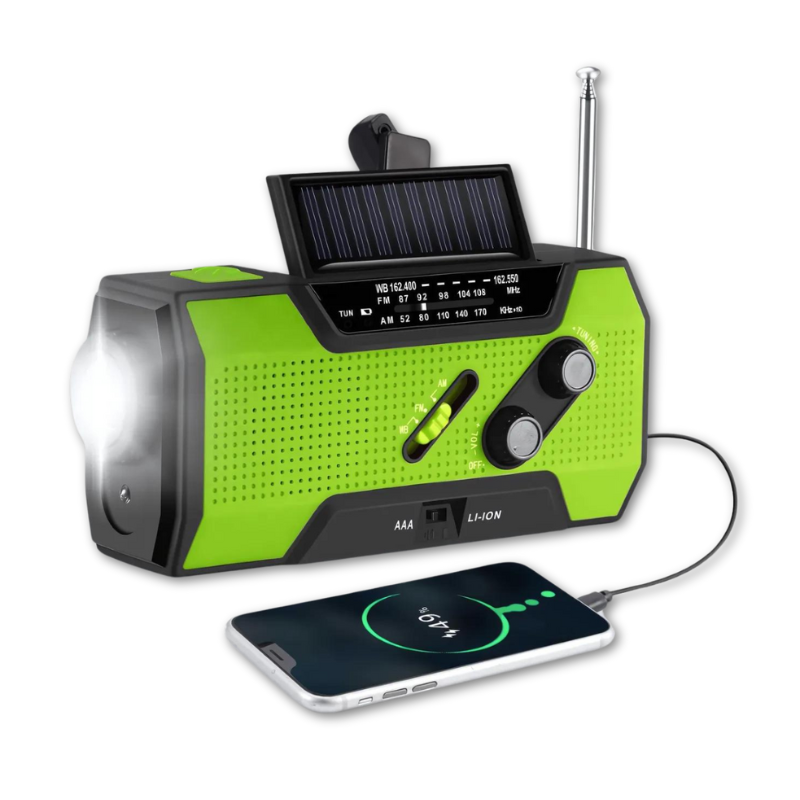 BowLift | All-In-One Emergency Radio | 4000mAh Battery, Solar & Hand Crank Charging for Outdoor Adventures and Emergency Preparedness