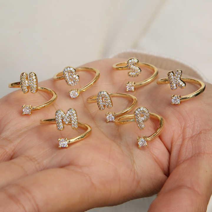 BowLift | Dainty Bubble Diamond Wrap Initial Ring