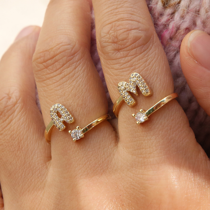 BowLift | Dainty Bubble Diamond Wrap Initial Ring