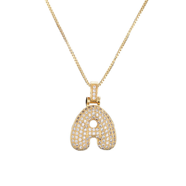 BowLift | 14k Diamond Dazzle Bubble Initial Necklace