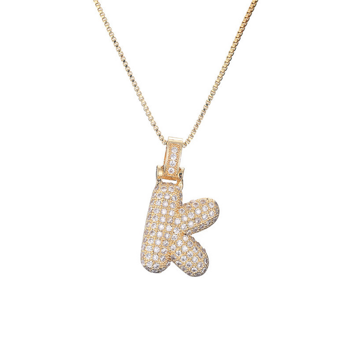 BowLift | 14k Diamond Dazzle Bubble Initial Necklace