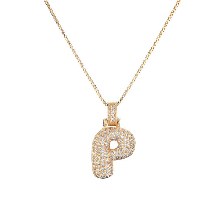 BowLift | 14k Diamond Dazzle Bubble Initial Necklace