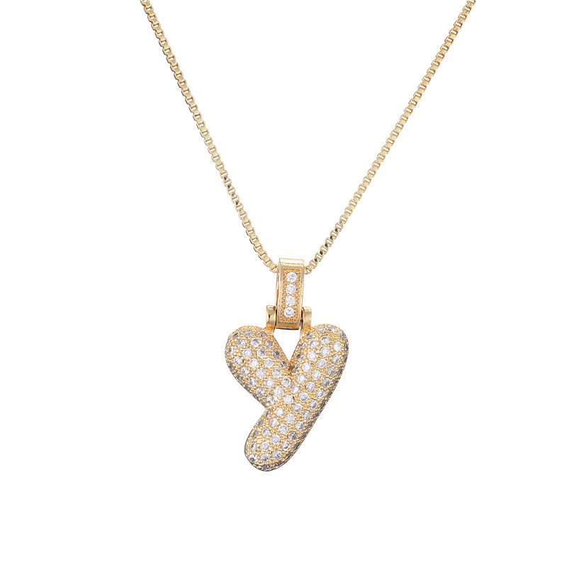 BowLift | 14k Diamond Dazzle Bubble Initial Necklace