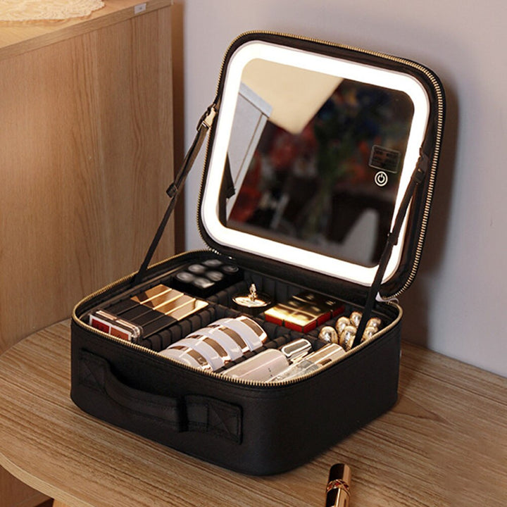 Travel Makeup Case with LED Light & Mirror Portable Bowlift