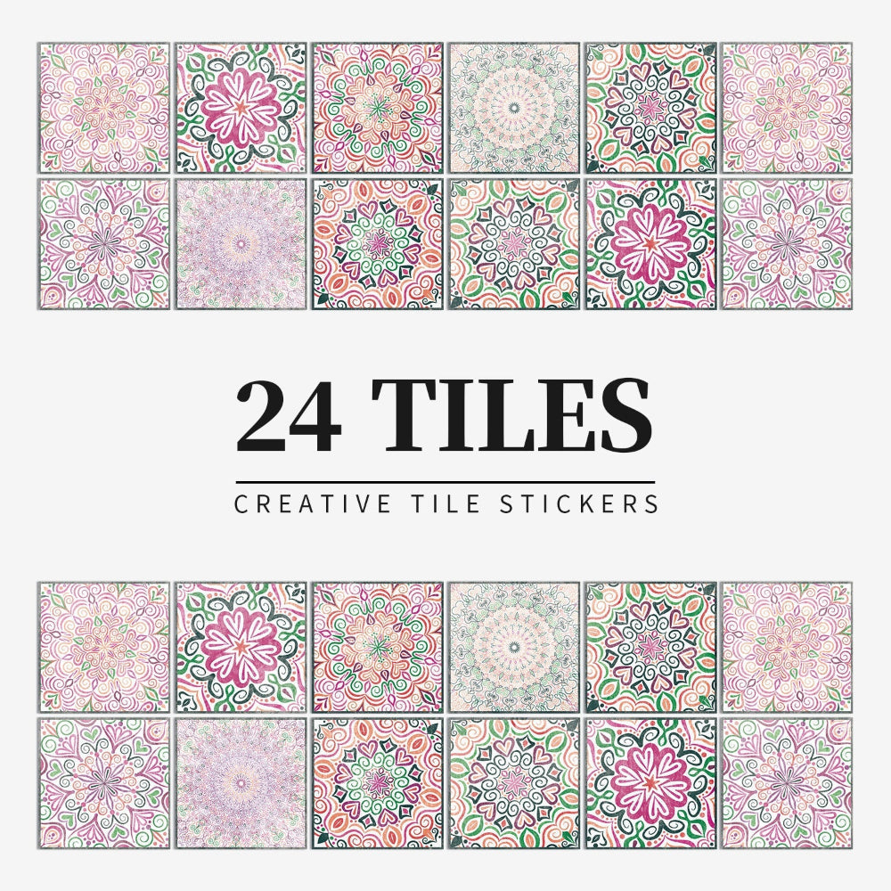 BowLift | Mandaluxe – 24-Piece European Mandala Tile Set | Peel & Stick Decorative Vinyl Tiles