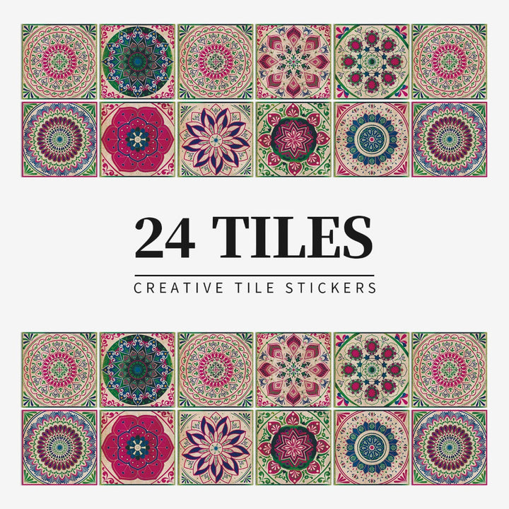BowLift | Mandaluxe – 24-Piece European Mandala Tile Set | Peel & Stick Decorative Vinyl Tiles