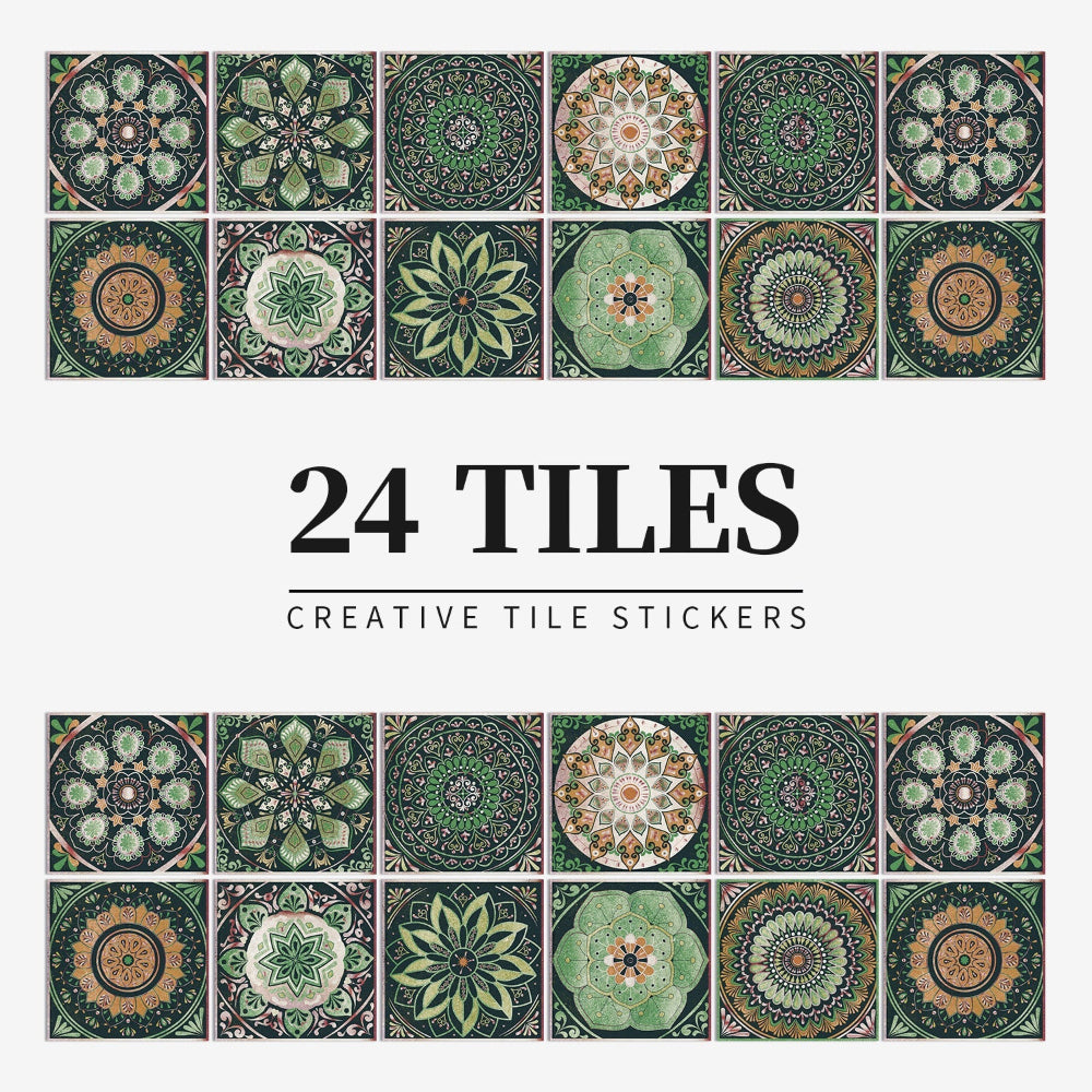 BowLift | Mandaluxe – 24-Piece European Mandala Tile Set | Peel & Stick Decorative Vinyl Tiles