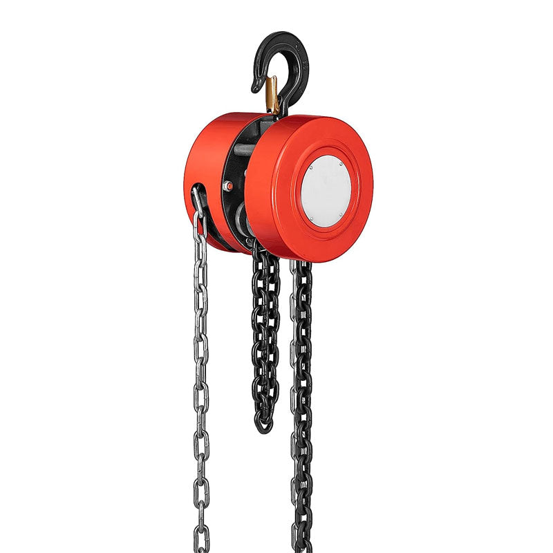 BowLift | Manual Chain Hoist 1 Ton 2200 Lbs Capacity 10ft With 2 Heavy Duty Hooks, Manual Chain Hoist For Warehouse Building Auto Machinery Red