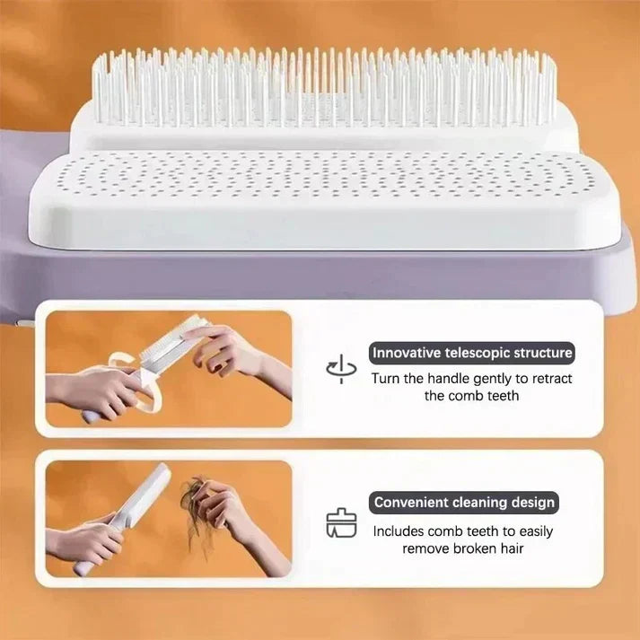 BowLift | LuxéTress 4-in-1 Self-Cleaning Hairbrush | Innovative hairbrush with self-cleaning technology for effortlessly smooth and shiny hair