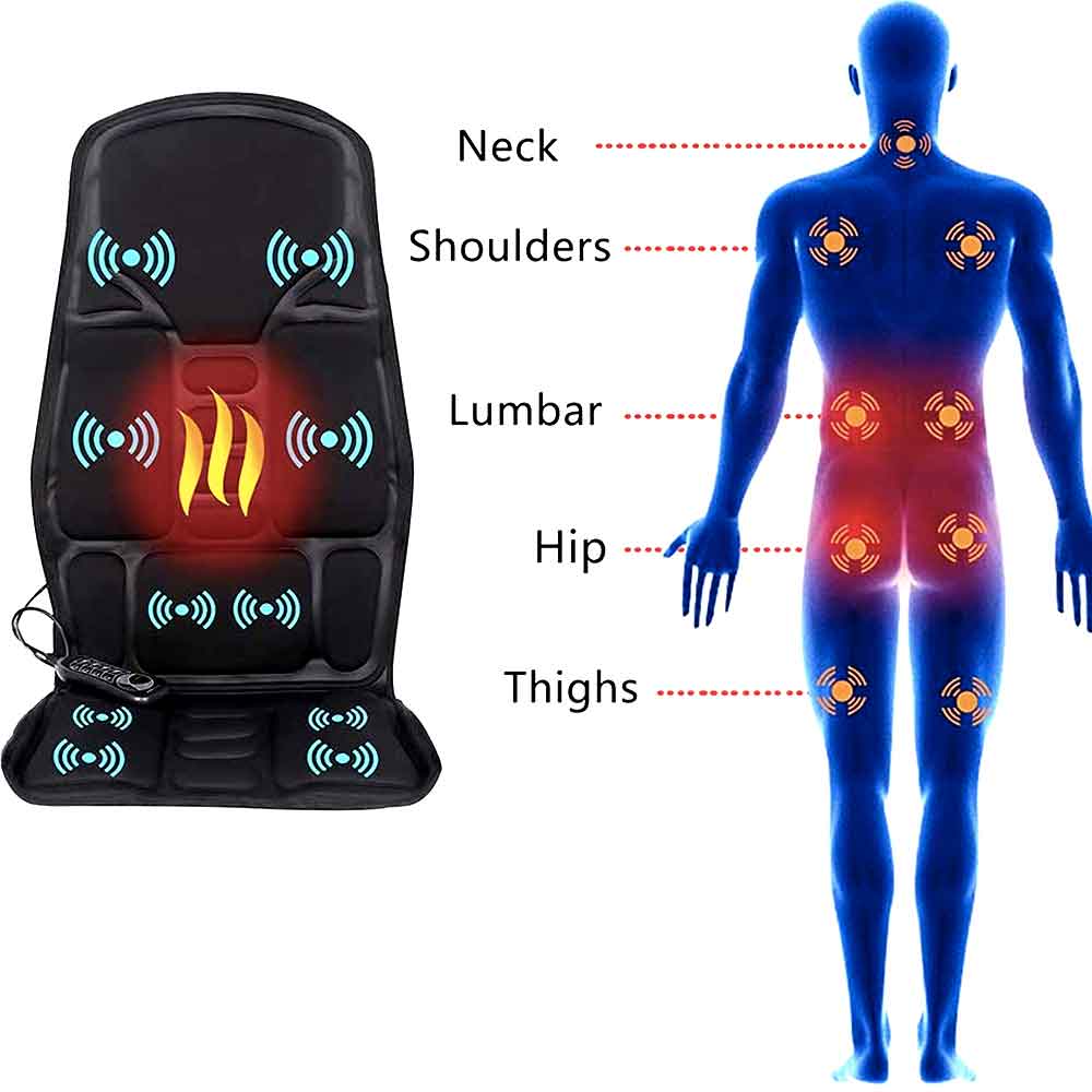 BowLift | Massage Chair Pad with Heat | 8 Massage Modes, Deep Tissue Relief & Portable for Home and Car Use