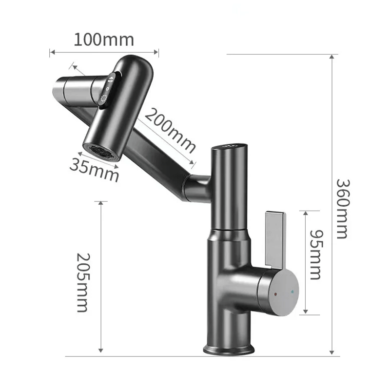 BowLift | LustraFlow 360° Smart Fixture | Modern Kitchen and Bath Mixer with LED Temperature Display