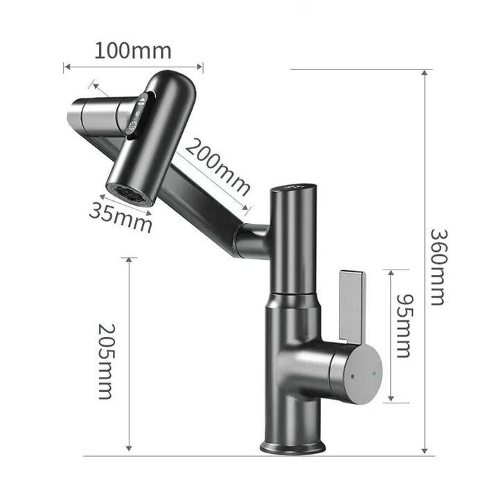 BowLift | LustraFlow 360° Smart Fixture | Modern Kitchen and Bath Mixer with LED Temperature Display
