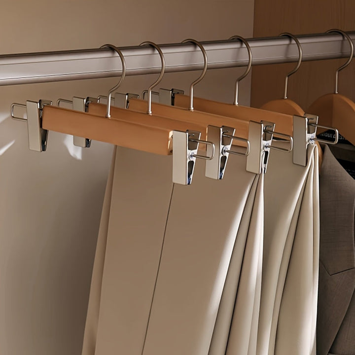 BowLift | Maxwell Premium Wood Pants Hangers with Clips