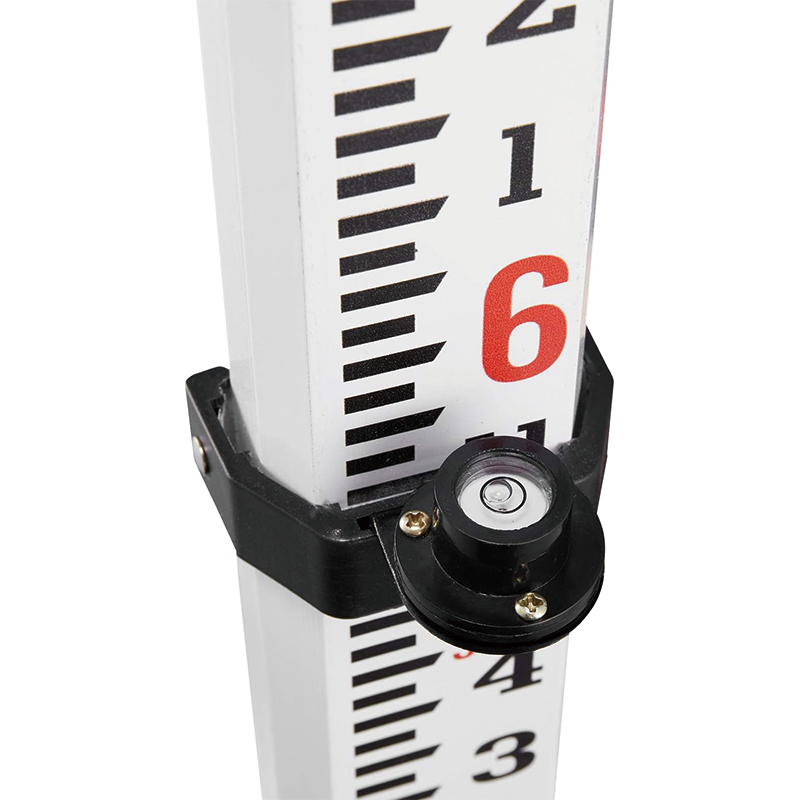 BowLift | Measuring Rod , 16-Foot Aluminum Grade Rod 10ths 5 Sections Telescopic Grade Rod with Bubble Level
