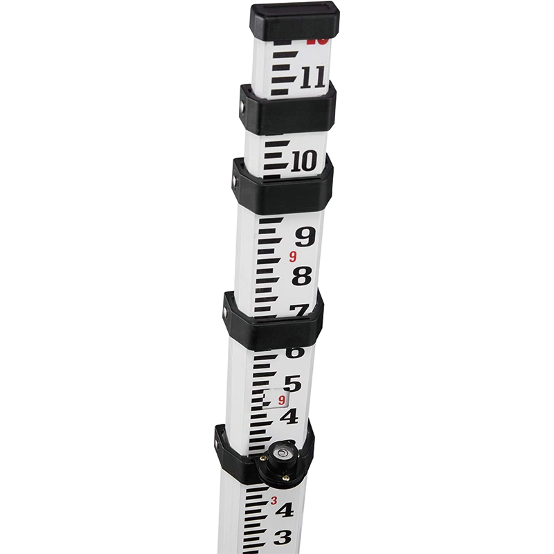 BowLift | Measuring Rod , 16-Foot Aluminum Grade Rod 10ths 5 Sections Telescopic Grade Rod with Bubble Level