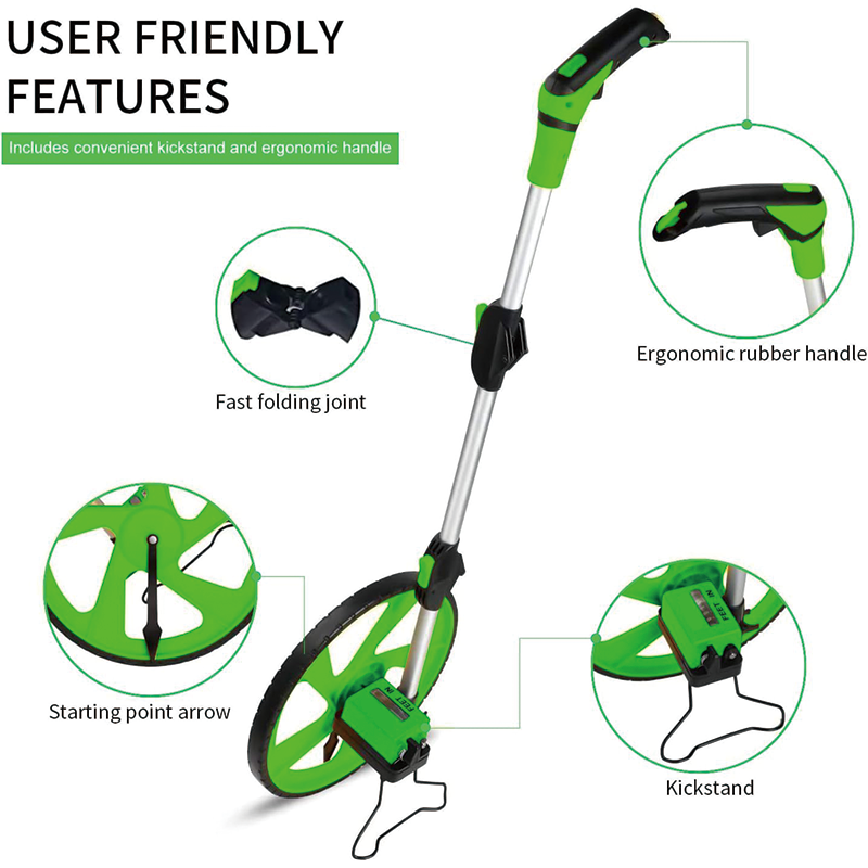 BowLift | Measuring Wheel in Feet, 12’’ Diameter Wheel , Measurement 10,000Ft with Back Bag , Adapt to Various Roads
