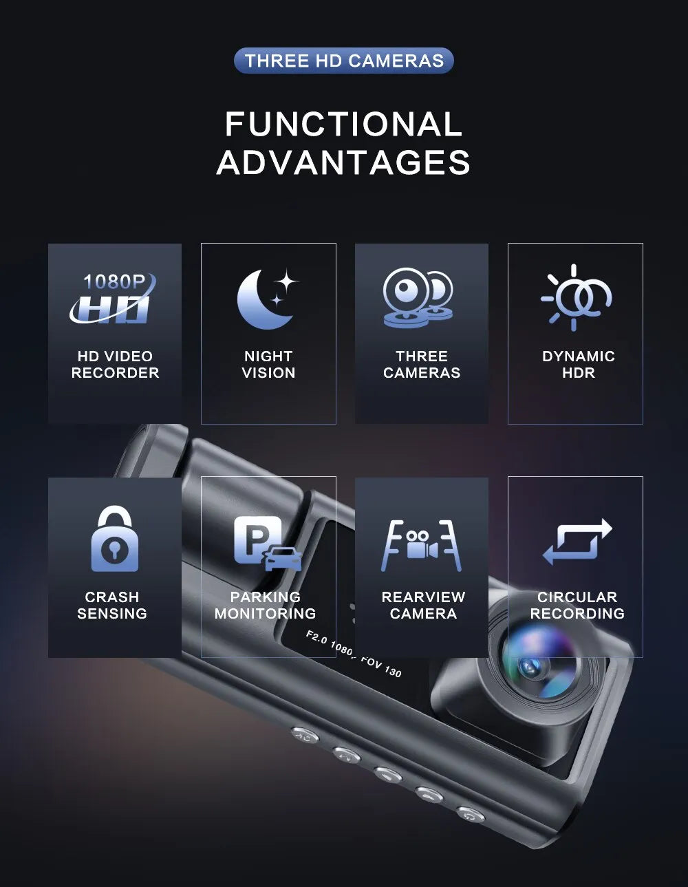 Dashcam with Night Vision & IR Technology Bowlift