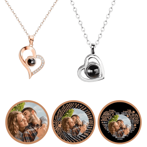 BowLift | Photo projection chain with heart pendant and engraving