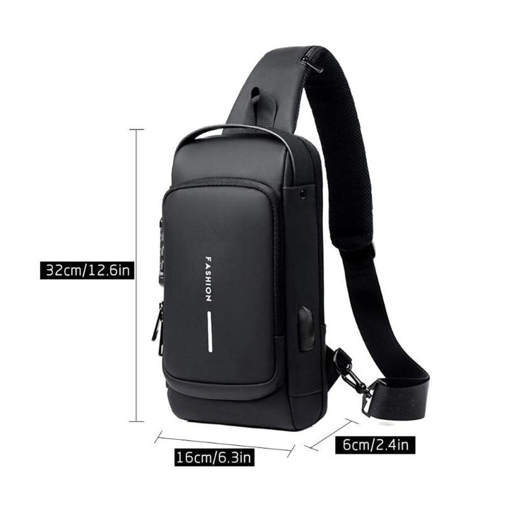 BowLift | Men’s Bag with USB Charger – Anti-Theft Crossbody Chest Bag