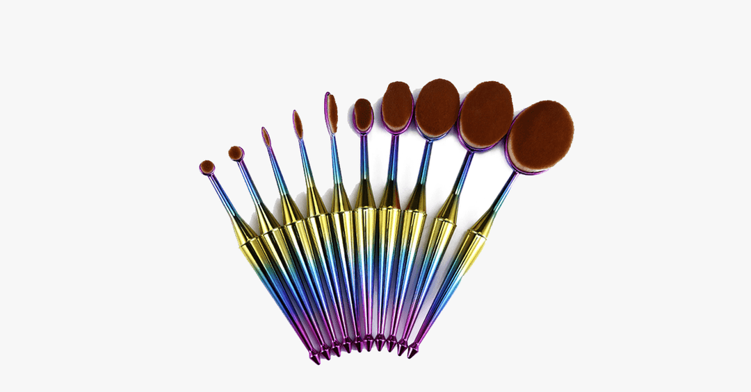 BowLift | Mermaid 10-piece oval brush set - Add some extra color to your makeup brushes