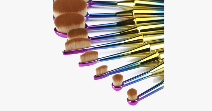 BowLift | Mermaid 10-piece oval brush set - Add some extra color to your makeup brushes