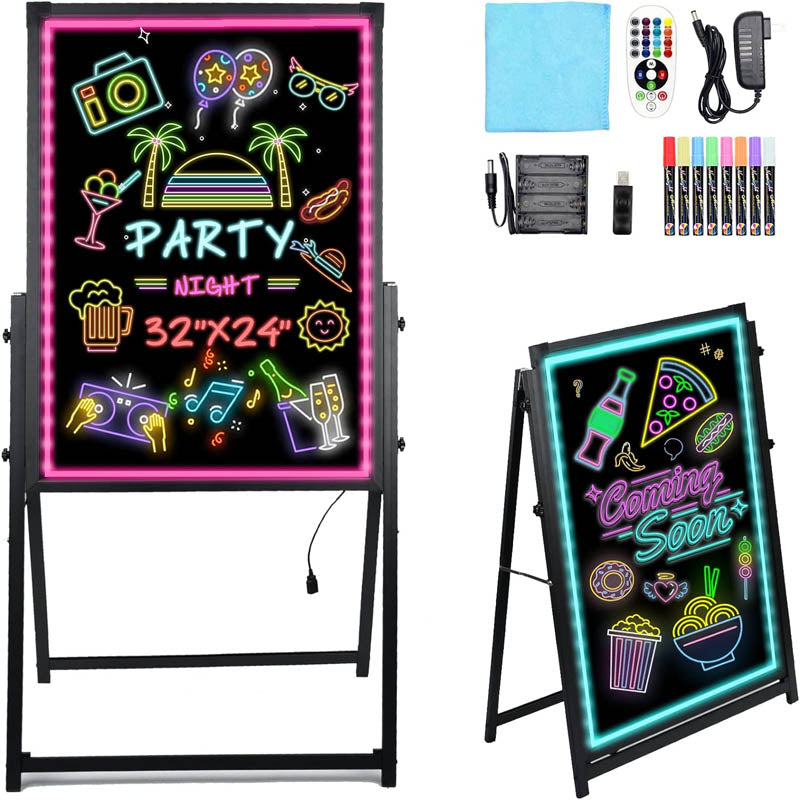 BowLift | Message Board 32” x 24" Standing A-Fram Flashing Mode DIY Message Chalkboard for Kitchen Wedding Promotions
