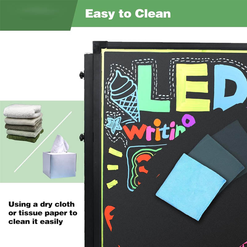 BowLift | Message Board 32” x 24" Standing A-Fram Flashing Mode DIY Message Chalkboard for Kitchen Wedding Promotions