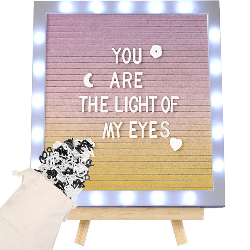 BowLift | Message Board with LED Lights 470 Letters Tripod Stand 10 × 10in Changeable Message Board Wall Mounte