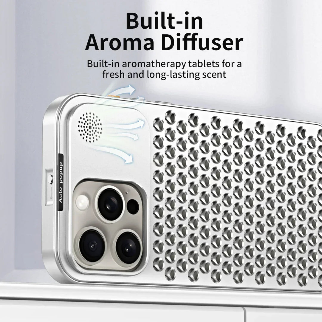 BowLift | Breathable Perfume Aluminum alloy Heat Dissipation Phone Case For iPhone 12 13 14 15 Pro Max Plus Detachable Cover