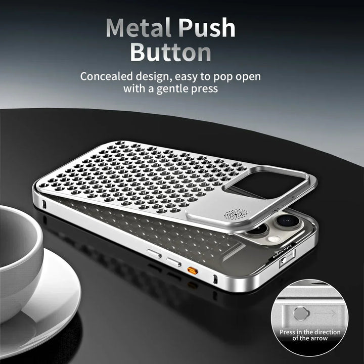 BowLift | Breathable Perfume Aluminum alloy Heat Dissipation Phone Case For iPhone 12 13 14 15 Pro Max Plus Detachable Cover