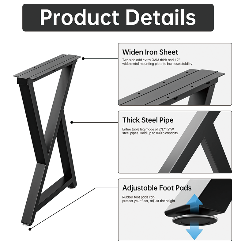 BowLift | Metal Table Legs Heavy Duty,28x18 inch,Z Shape Metal Furniture Legs,Metal Furniture Legs for Dining Desk Bench and Coffee Table,Set of 2