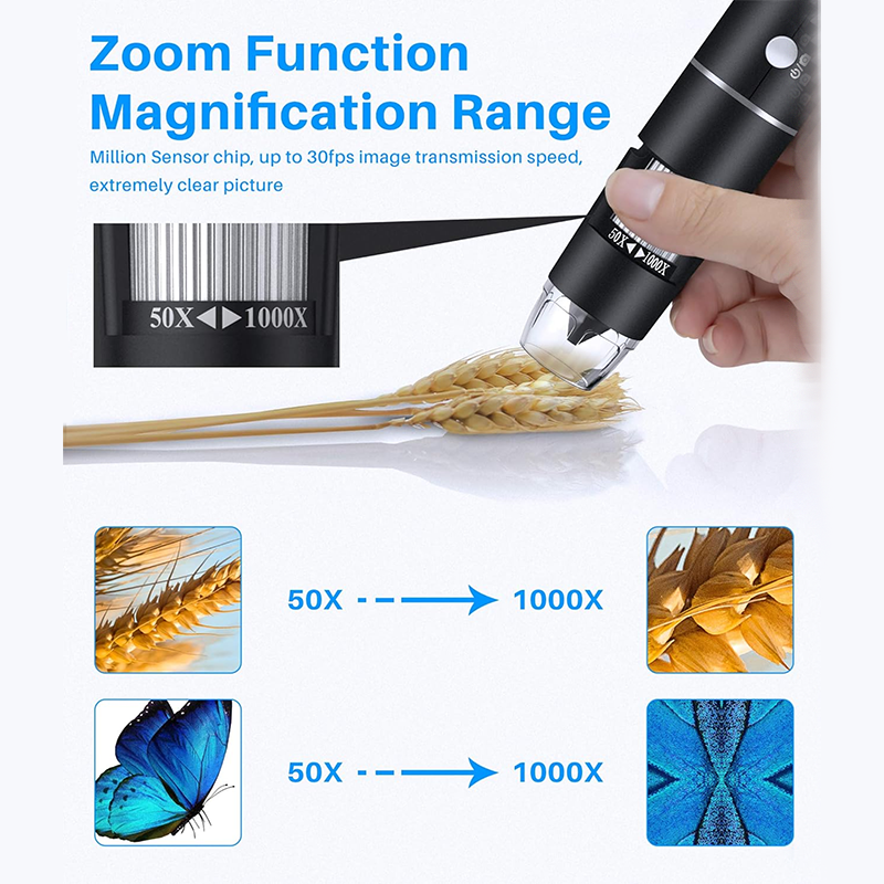 BowLift | Lab Handheld Digital Microscopes Wireless Digital Microscope Handheld USB HD Inspection Camera 50x-1000x Magnification with Stand Compatible with iPhone, iPad, Samsung Galaxy, Android, Mac, Windows Computer