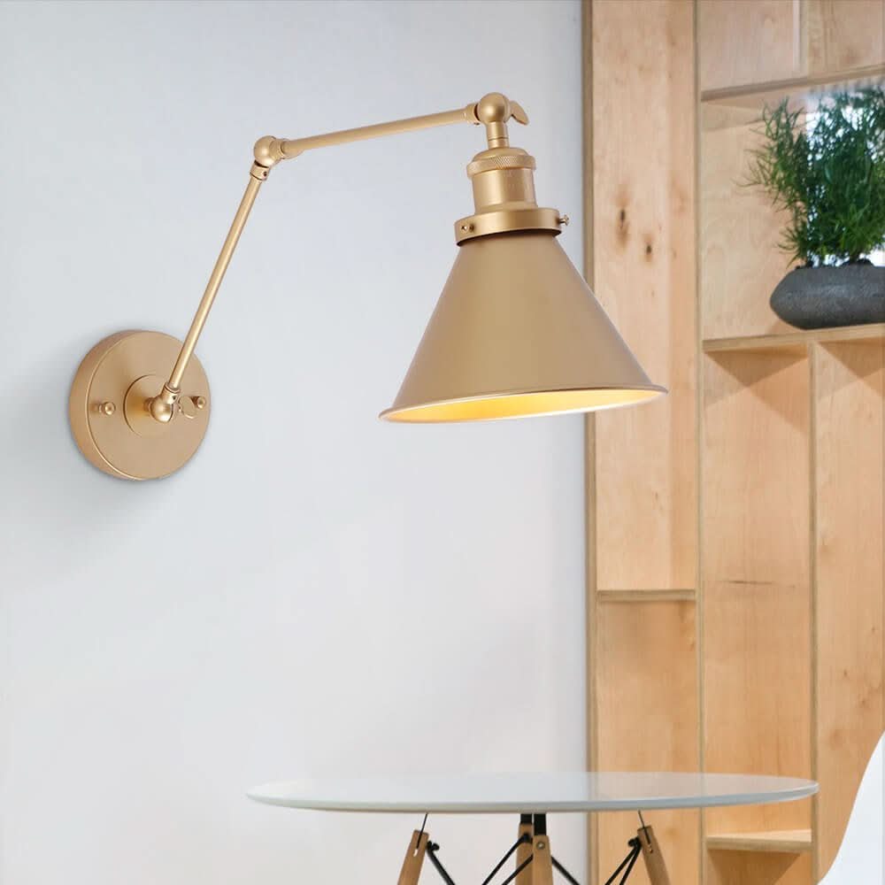 BowLift | Mid-Century Adjustable Metal Wall Lamp – Brass & Black