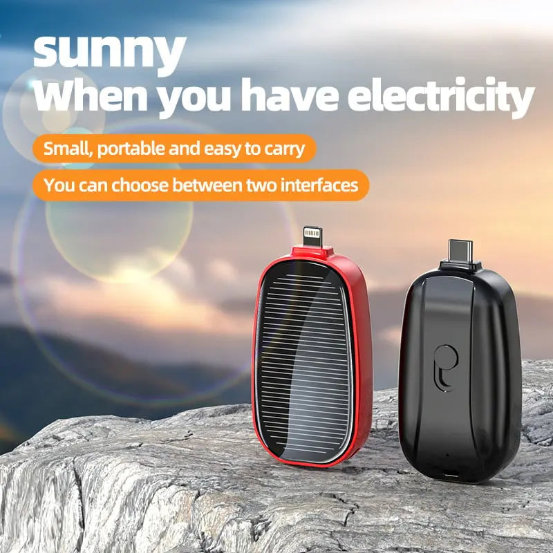 BowLift | Mini Emergency Solar Power Bank – Compact Solar Charger with Lightning or Type-C Connector