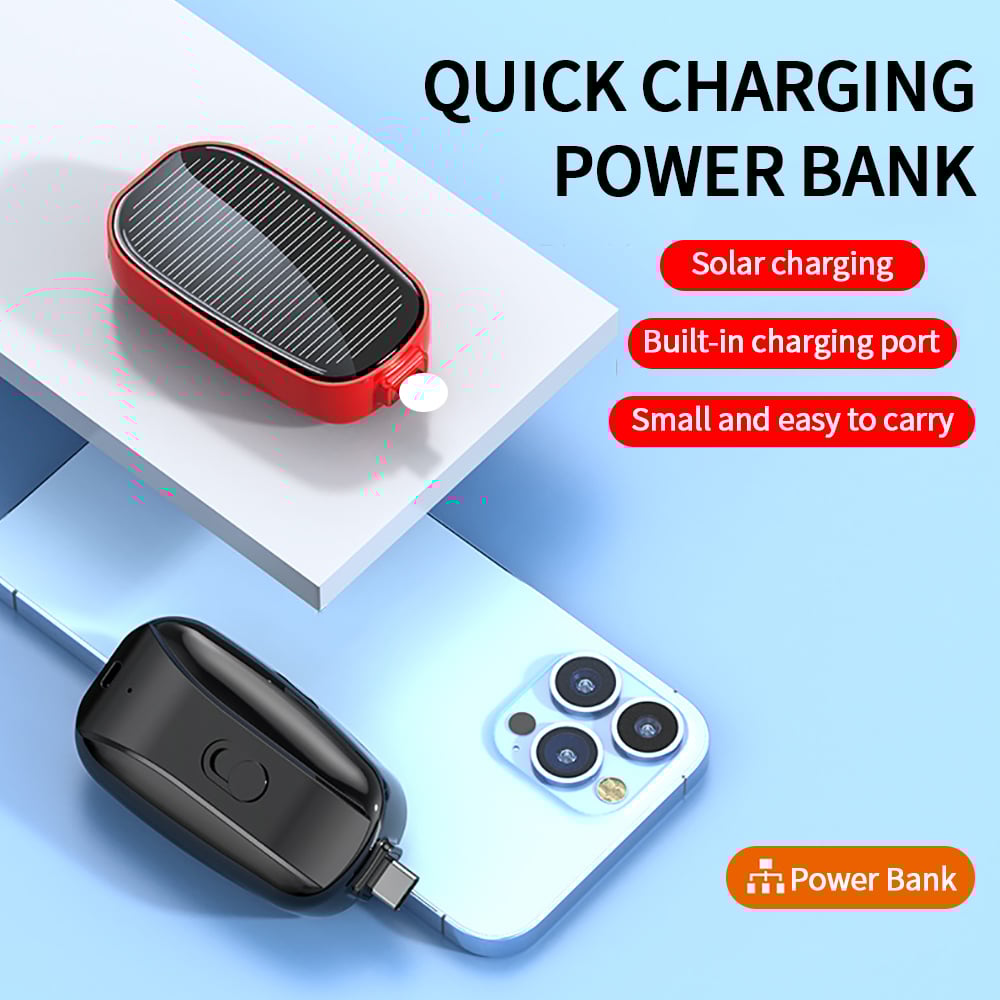 BowLift | Mini Emergency Solar Power Bank – Compact Solar Charger with Lightning or Type-C Connector