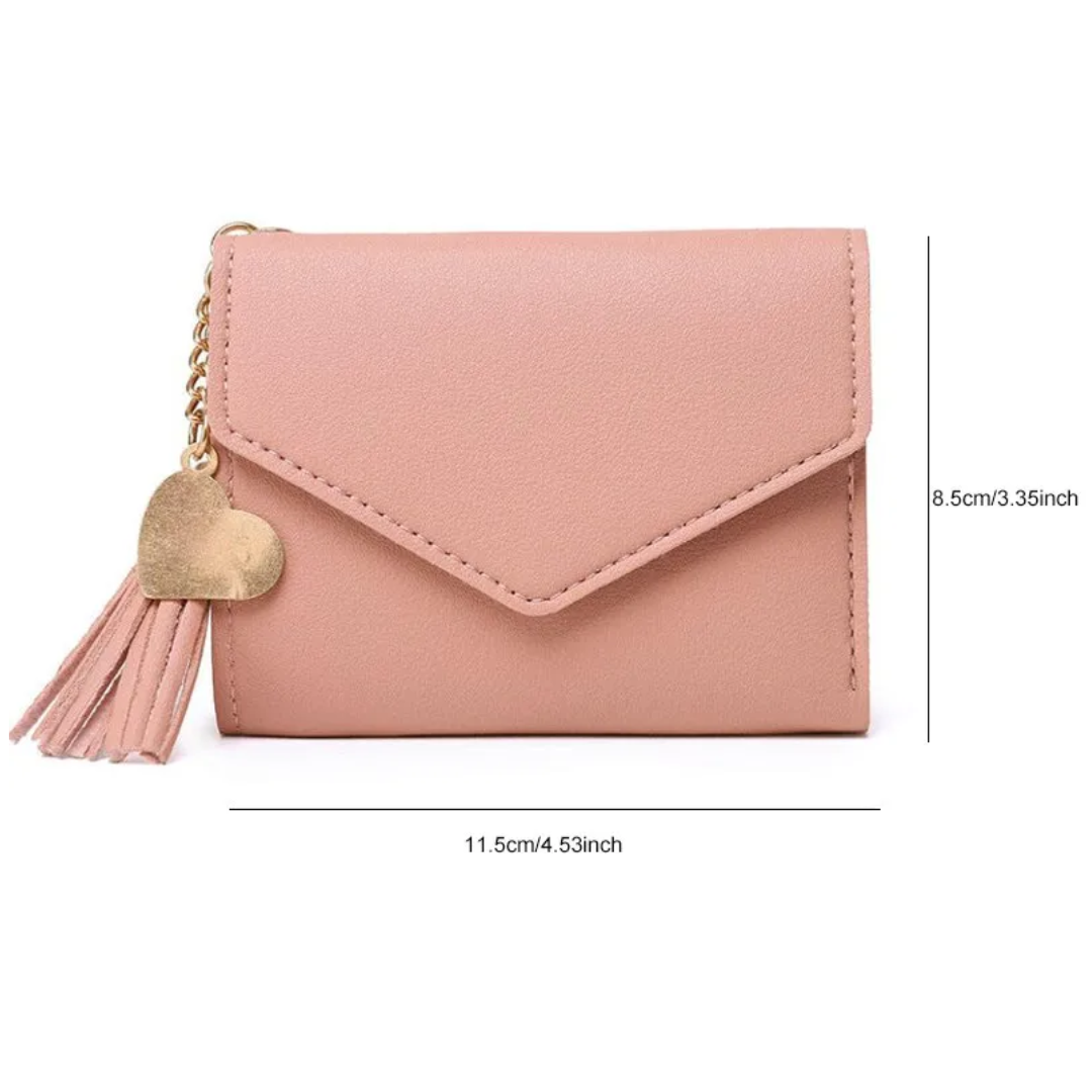 Elegant Compact Wallet with Tassel Bowlift