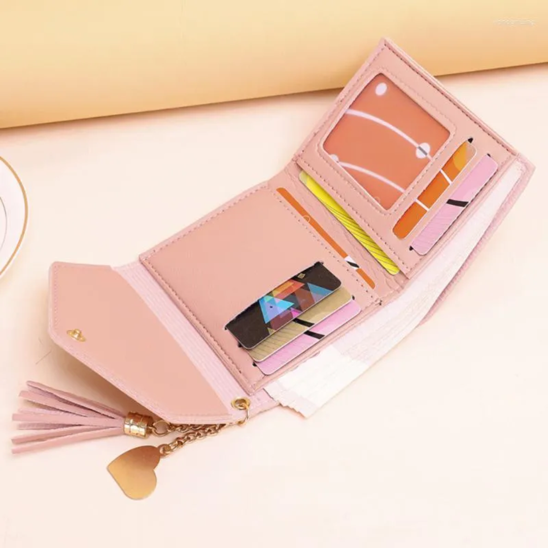 Elegant Compact Wallet with Tassel Bowlift