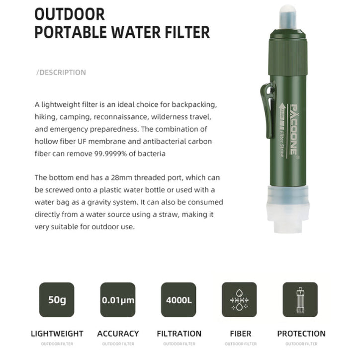 BowLift | Mini Water Filter Straw for Survival Camping