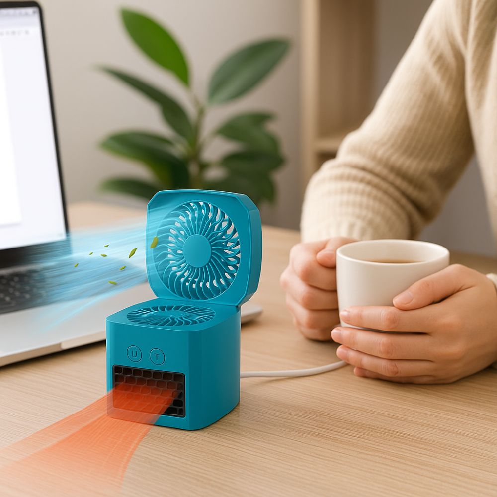 BowLift | Mini Electric Space Heater and Cooling Fan Portable Desktop Heater