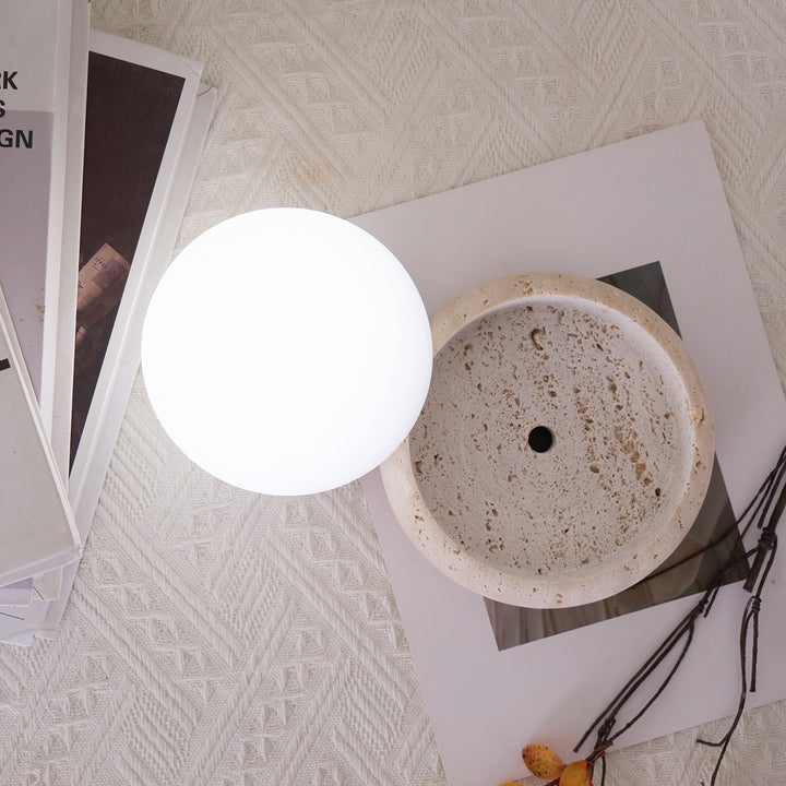 BowLift | Travertine Table Lamp