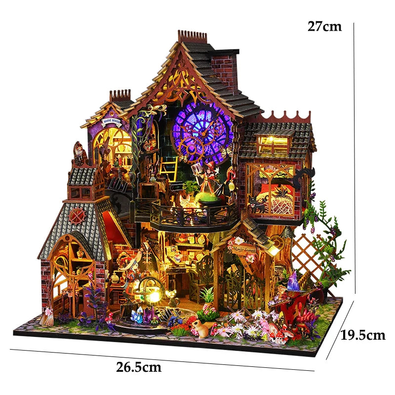 BowLift | Miniatuur Houten Poppenhuis – Creatieve Bouwset met LED-Verlichting & Meubels