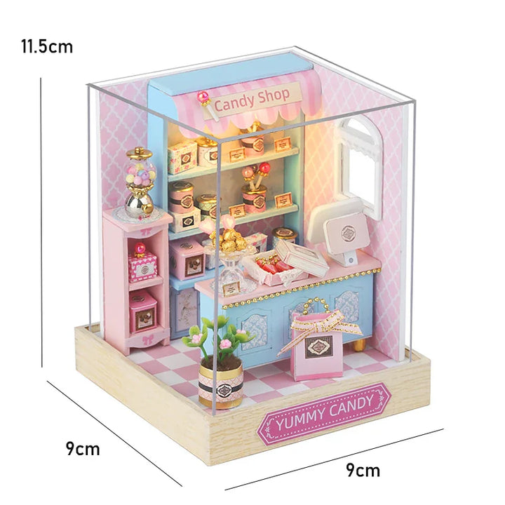 BowLift | Miniatuur Houten Poppenhuis – Creatieve Bouwset met LED-Verlichting & Meubels