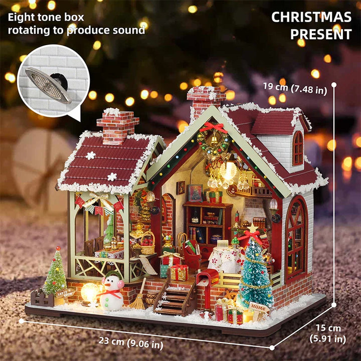 BowLift | Miniatuur Houten Poppenhuis – Creatieve Bouwset met LED-Verlichting & Meubels