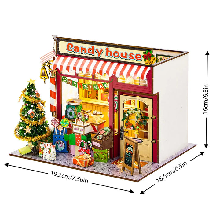 BowLift | Miniatuur Houten Poppenhuis – Creatieve Bouwset met LED-Verlichting & Meubels