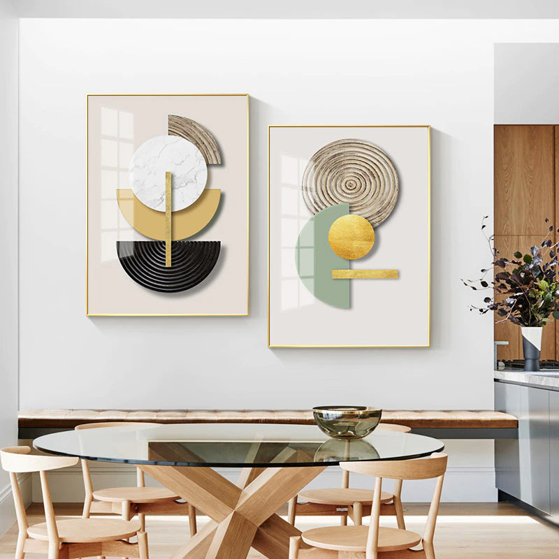 Minimalist Geometric Circles Abstract Wall Art Fine Art Canvas Prints Modern Pictures For Luxury Living Room Dining Room Hotel Home Office Art Decor | Bowlift