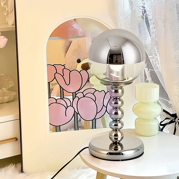 BowLift | MirrorGlow – Minimalist Chrome Table Lamp