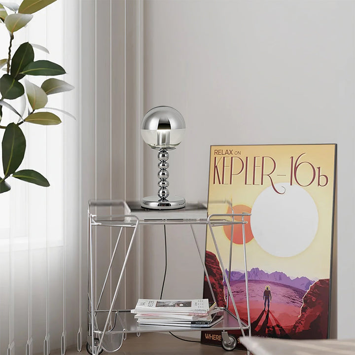 BowLift | MirrorGlow – Minimalist Chrome Table Lamp