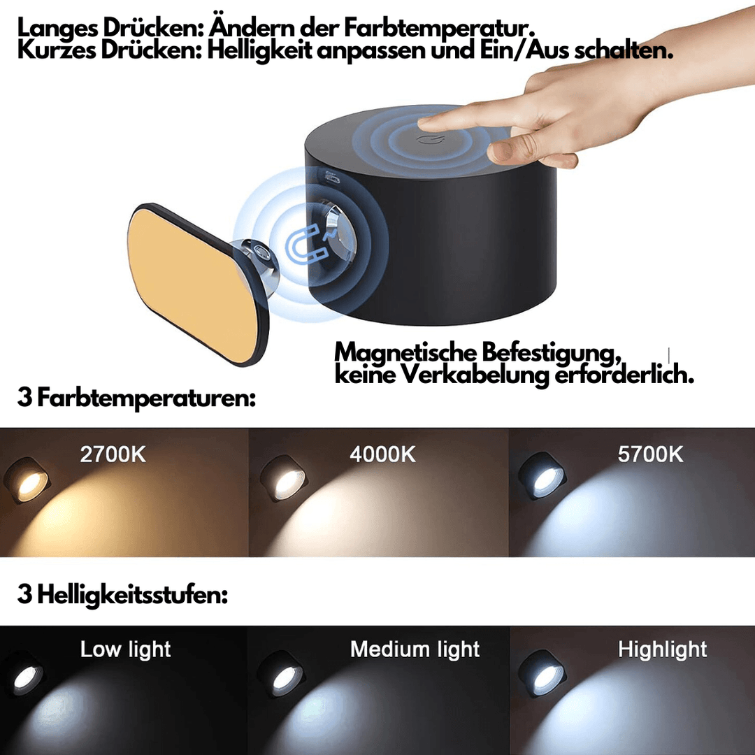 BowLift | 360° wireless rechargeable wall light | Versatile LED lighting solution
