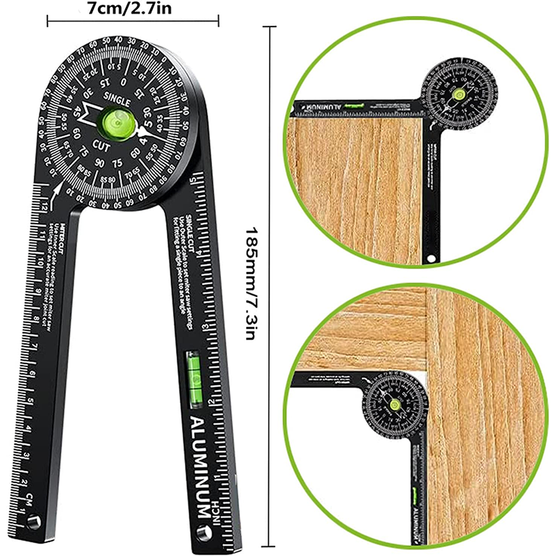BowLift | Miter Gauge,Miter Saw Protractor, Aluminum Protractor With Level, High Precision Laser Inside And Outside Miter Angle Measurer, Suitable For Angle Measurement Carpentry, Trim Work, Plumbers And All Construction Trades